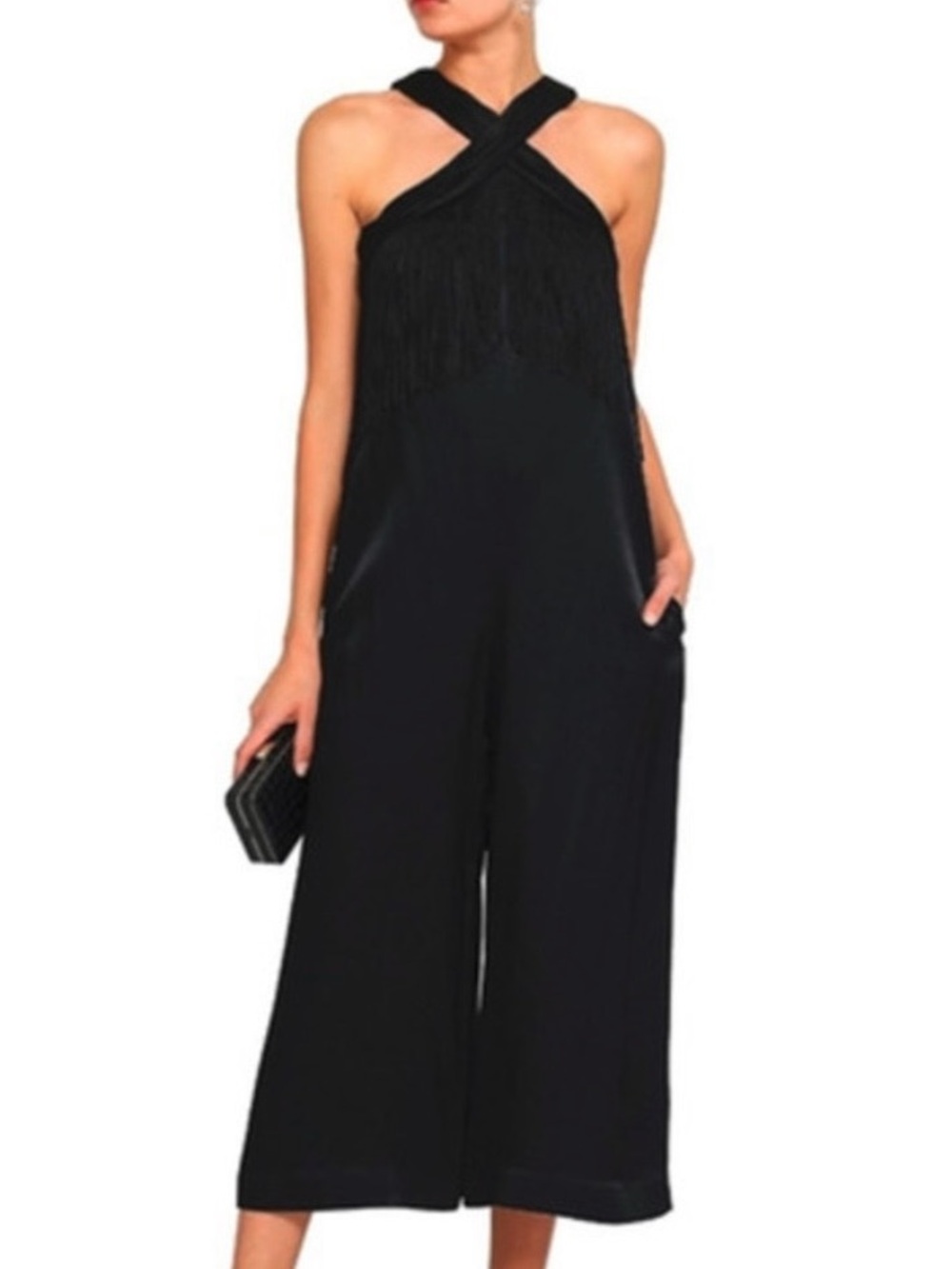 Rachel Zoe Black Fringe Jumpsuit “Maria”